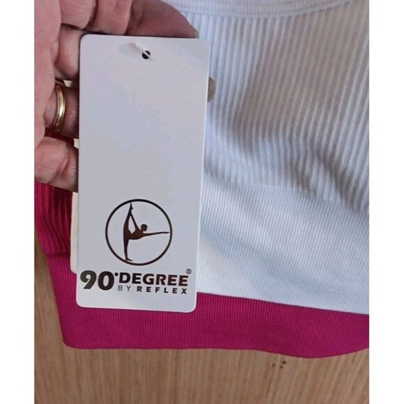 90 Degrees (L) 2-Pack Rib Seamless Hailee Sports Bra Berry/White Removable Pads - Picture 6 of 6